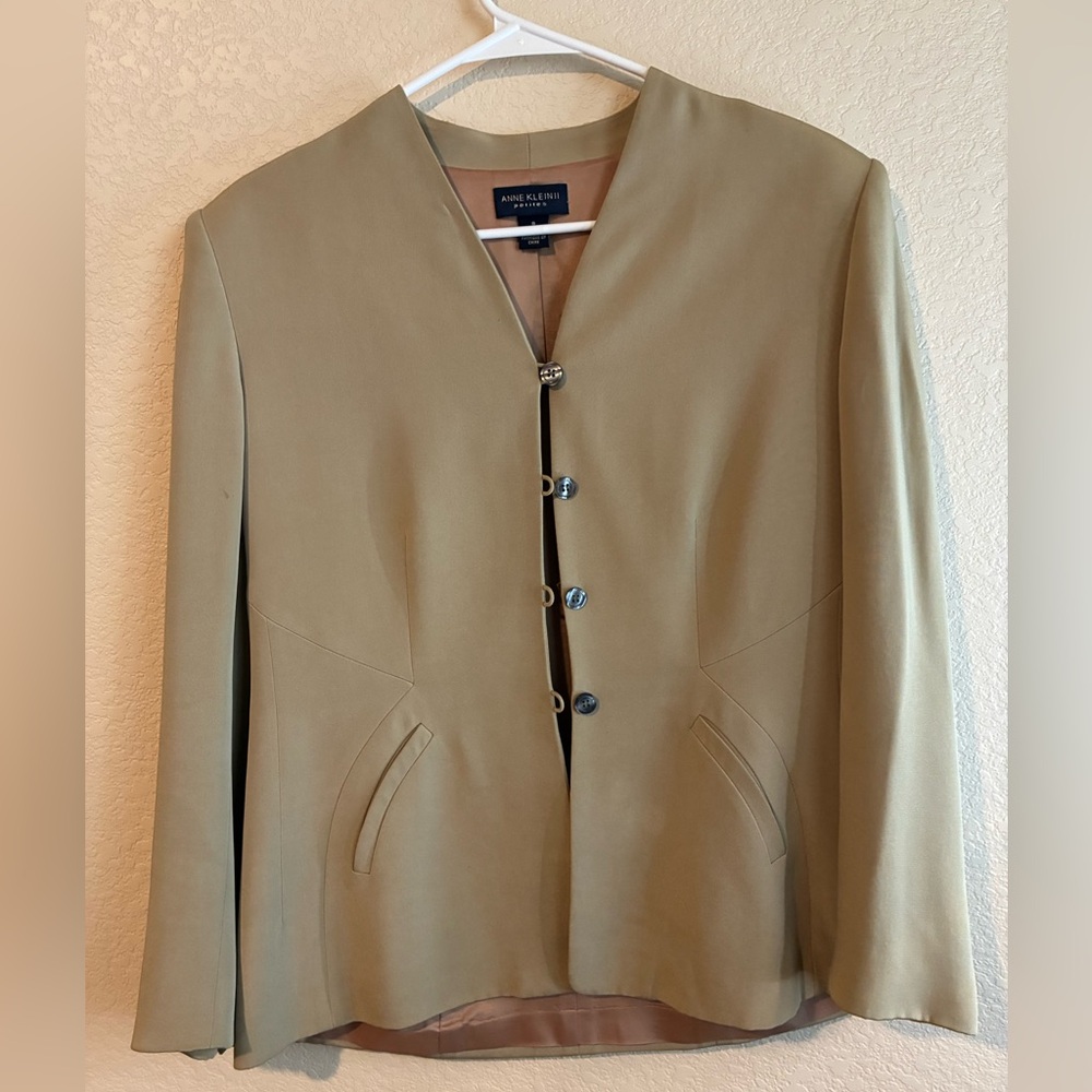 Anne Klein Khaki Buttoned Jacket